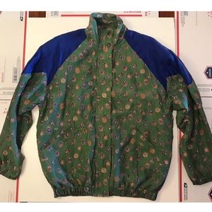 Vintage Oleg Cassini Crest Pattern Windbreaker